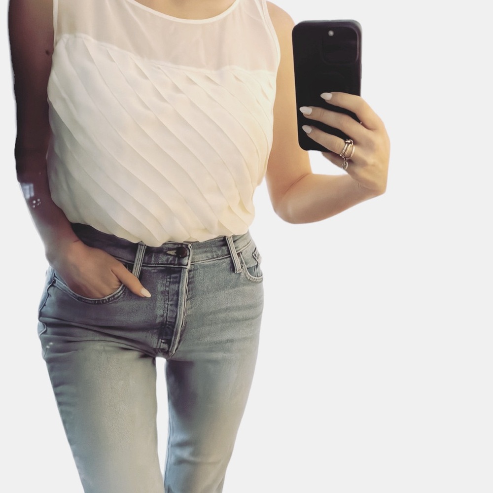 Brooks Brothers Silk Sleeveless, sheer on top blouse